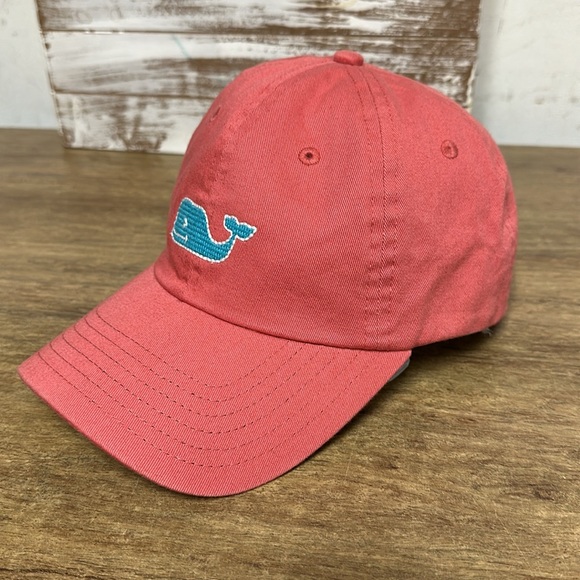 Vineyard Vines great shape pink coral aqua blue whale logo unisex hat cap - Picture 2 of 4
